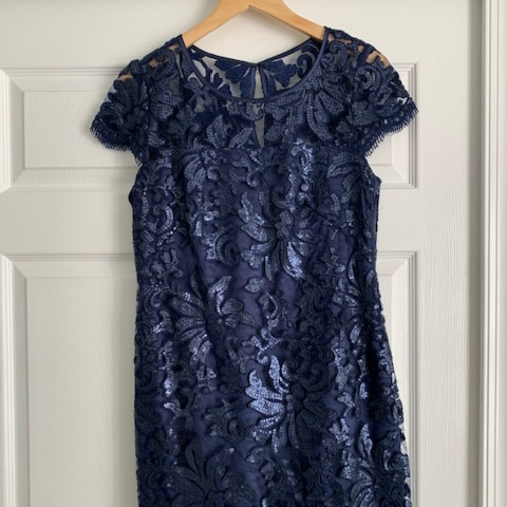 Donna Ricco Illusion Neck Line Lace And Sequin Cocktail Dress